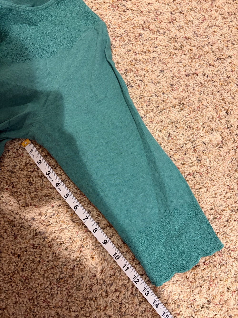 Gudrun Sjoden Teal Embroidered Button Down Dress Cotton Linen Lagenlook Medium - Picture 15 of 15